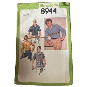 Simplicity 8944 Vintage 70s Men's Button-Down Sewing Pattern size 36